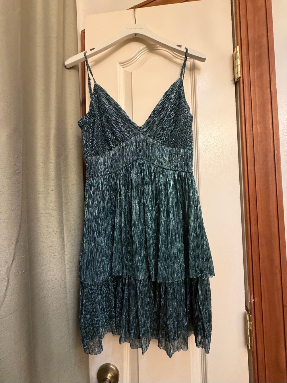 Trixxi Teal Spaghetti Strap Evening Dress